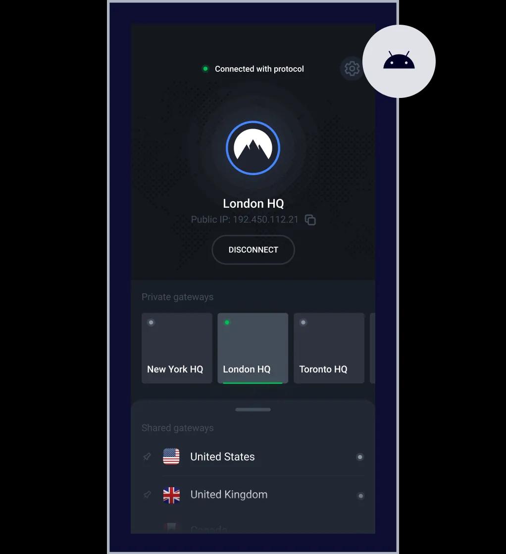 NordLayer mobile app for android