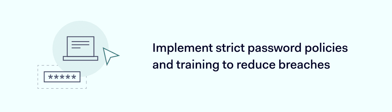 Implement strict password policies and training to reduce breaches