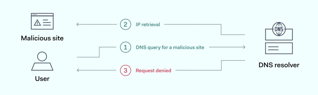 Scheme how DNS firewall works